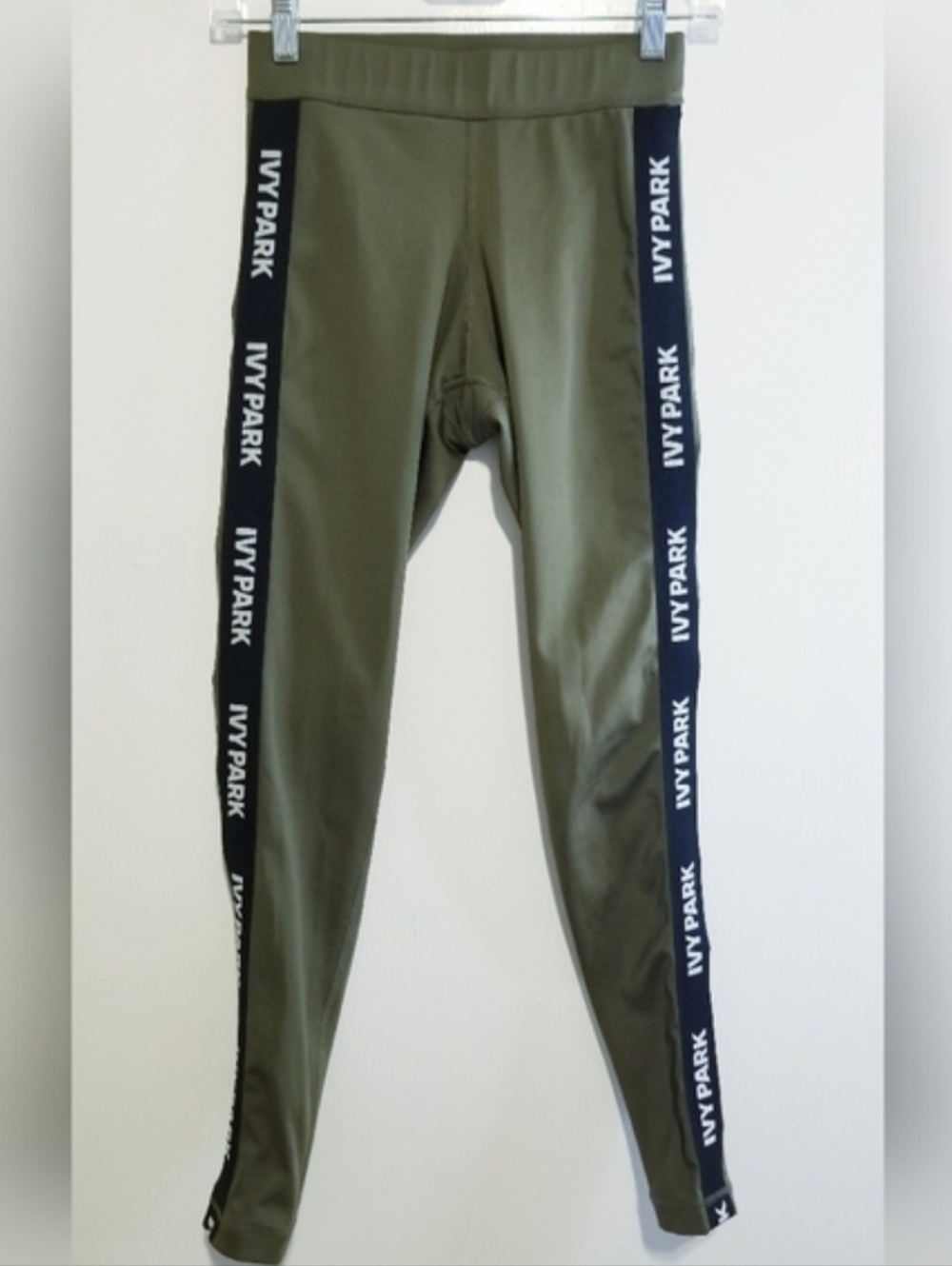 IVY PARK Olive Green Black Logo Tape Side Striped High-Waisted Leggings